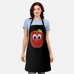 Funny Red Apple with Googly Eyes Apron