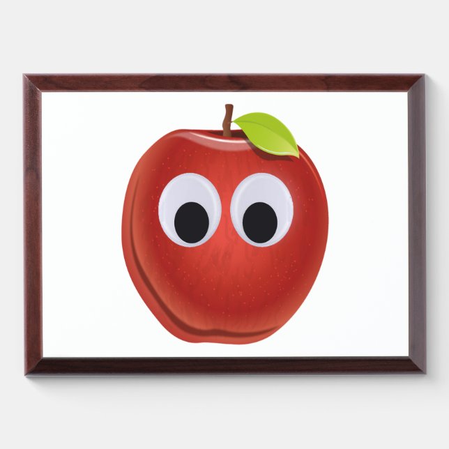 Funny Red Apple with Googly Eyes  Award Plaque (Horizontal)