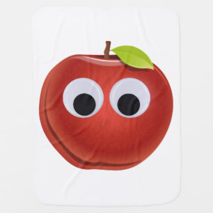 Funny Red Apple with Googly Eyes Baby Blanket