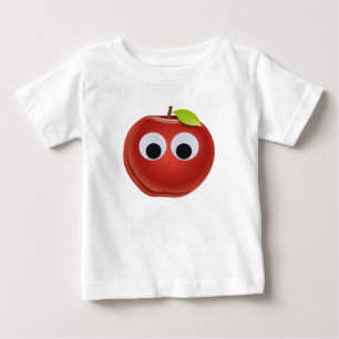 Funny Red Apple with Googly Eyes Baby T-Shirt