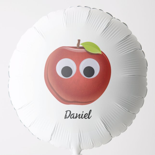 Funny Red Apple with Googly Eyes Balloon (Front)
