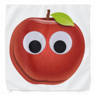 Funny Red Apple with Googly Eyes Bandana
