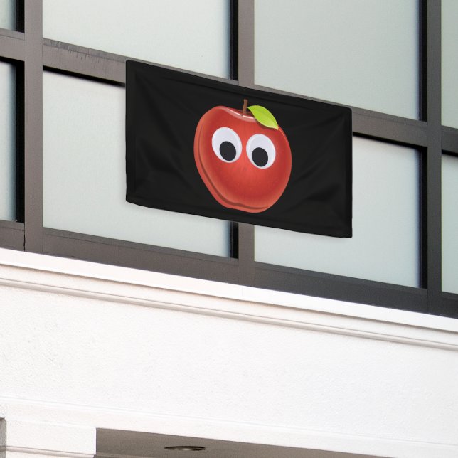 Funny Red Apple with Googly Eyes Banner (Outside Building)