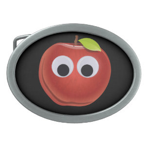 Funny Red Apple with Googly Eyes Belt Buckle