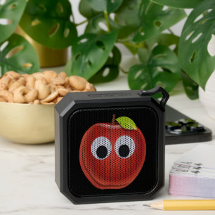 Funny Red Apple with Googly Eyes Bluetooth Speaker