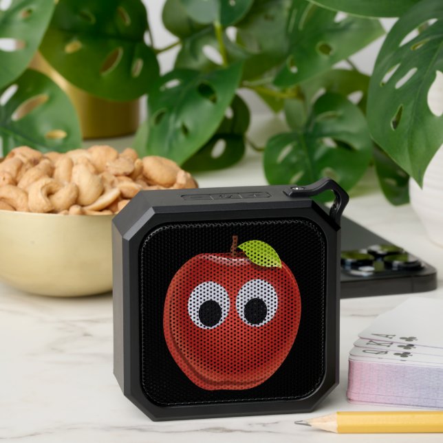Funny Red Apple with Googly Eyes Bluetooth Speaker (Insitu(Table))