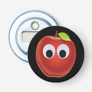 Funny Red Apple with Googly Eyes Bottle Opener