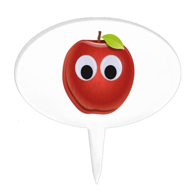 Funny Red Apple with Googly Eyes  Cake Topper (Front)