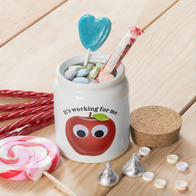 Funny Red Apple with Googly Eyes Candy Jar (In Situ)