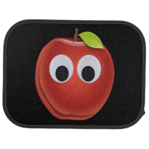 Funny Red Apple with Googly Eyes Car Floor Mat