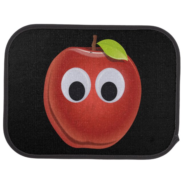 Funny Red Apple with Googly Eyes  Car Floor Mat (Rear)