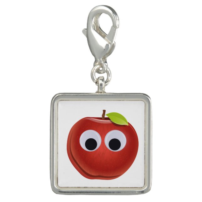 Funny Red Apple with Googly Eyes Charm (Front)
