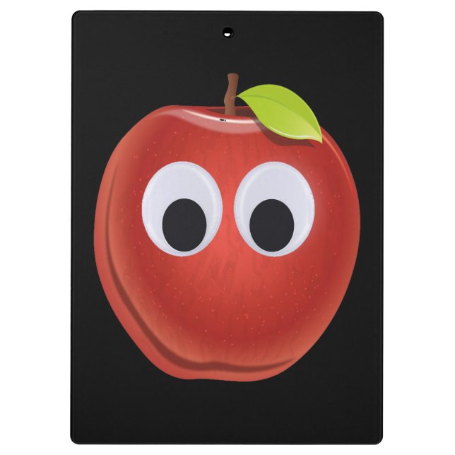 Funny Red Apple with Googly Eyes  Clipboard (Back)