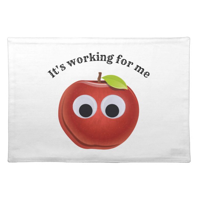 Funny Red Apple with Googly Eyes  Cloth Placemat (Front)