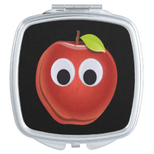 Funny Red Apple with Googly Eyes  Compact Mirror