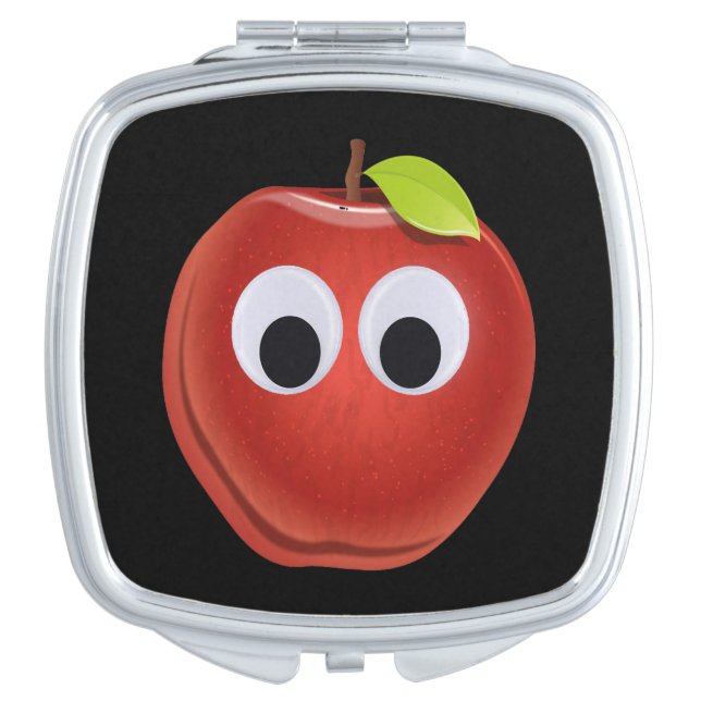 Funny Red Apple with Googly Eyes  Compact Mirror (Front)