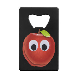 Funny Red Apple with Googly Eyes  Credit Card Bottle Opener