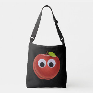 Funny Red Apple with Googly Eyes Crossbody Bag