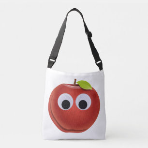 Funny Red Apple with Googly Eyes Crossbody Bag