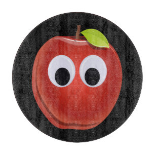 Funny Red Apple with Googly Eyes Cutting Board