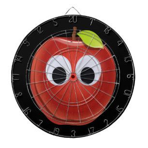 Funny Red Apple with Googly Eyes Dart Board