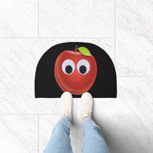 Funny Red Apple with Googly Eyes Doormat