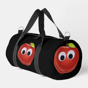 Funny Red Apple with Googly Eyes Duffle Bag