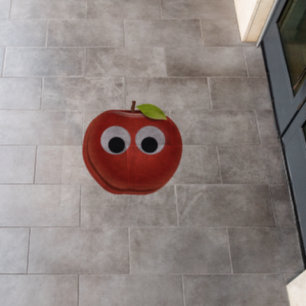 Funny Red Apple with Googly Eyes Floor Decals