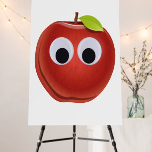 Funny Red Apple with Googly Eyes Foam Board
