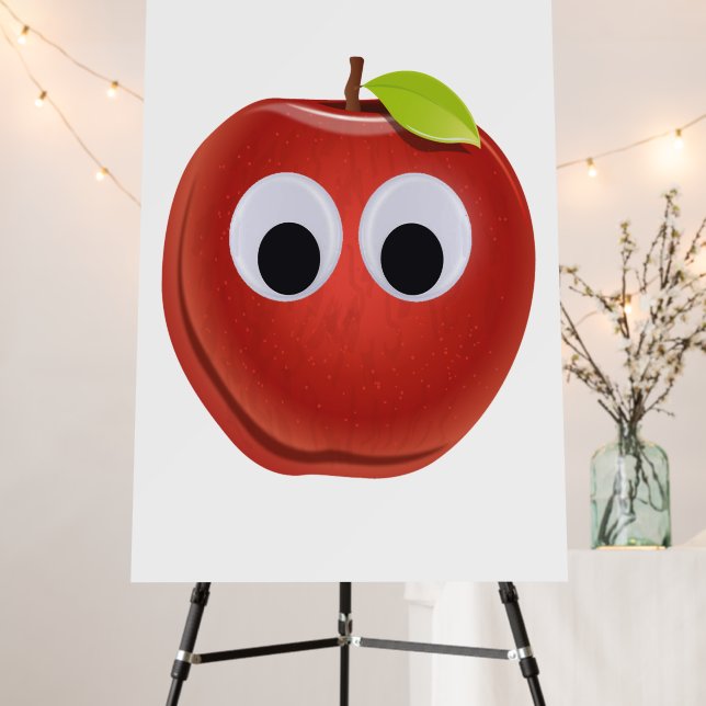 Funny Red Apple with Googly Eyes  Foam Board (In Situ (Stand))