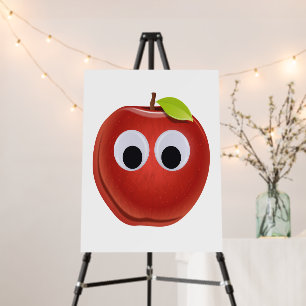 Funny Red Apple with Googly Eyes Foam Board