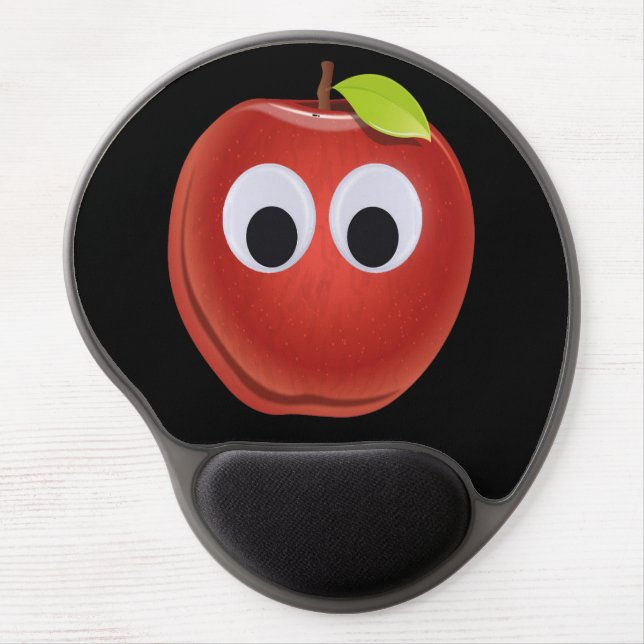 Funny Red Apple with Googly Eyes Gel Mouse Pad (Front)