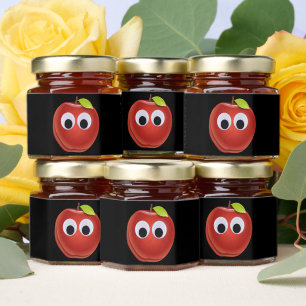 Funny Red Apple with Googly Eyes Honey Jar Favors