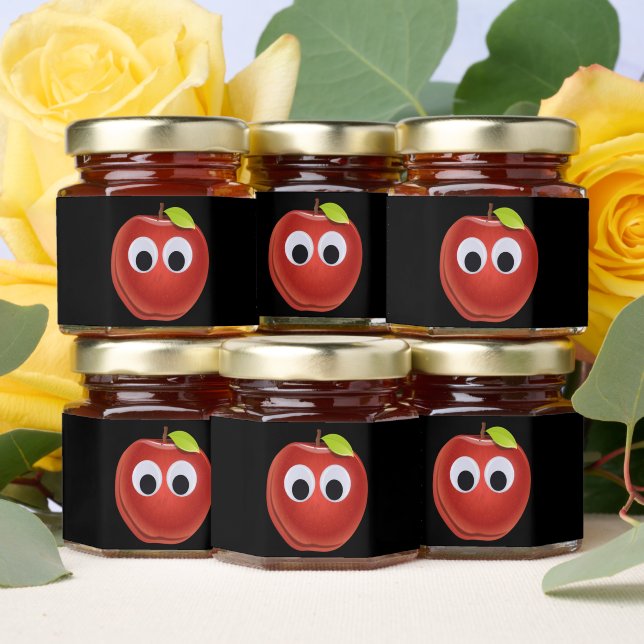 Funny Red Apple with Googly Eyes Honey Jar Favors (Insitu)