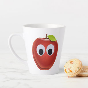 Funny Red Apple with Googly Eyes  Latte Mug