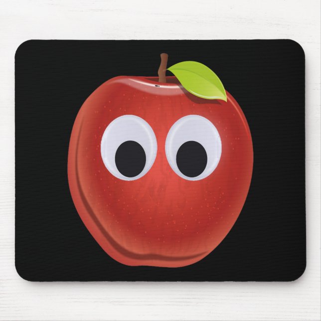 Funny Red Apple with Googly Eyes  Mouse Pad (Front)