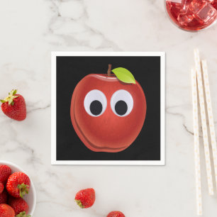 Funny Red Apple with Googly Eyes Napkins