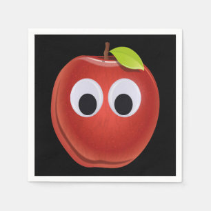 Funny Red Apple with Googly Eyes Napkins