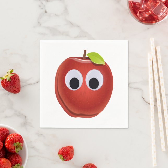 Funny Red Apple with Googly Eyes  Napkins (Insitu)
