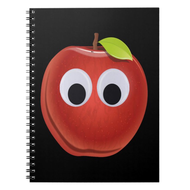 Funny Red Apple with Googly Eyes Notebook (Front)