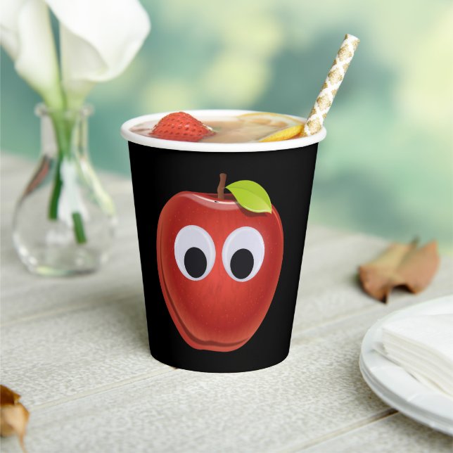 Funny Red Apple with Googly Eyes Paper Cups (Insitu)
