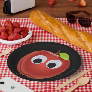 Funny Red Apple with Googly Eyes Paper Plates