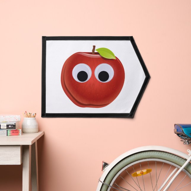 Funny Red Apple with Googly Eyes  Pennant (Insitu 2)