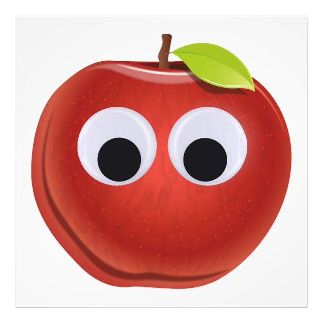 Funny Red Apple with Googly Eyes  Photo Print (Front)