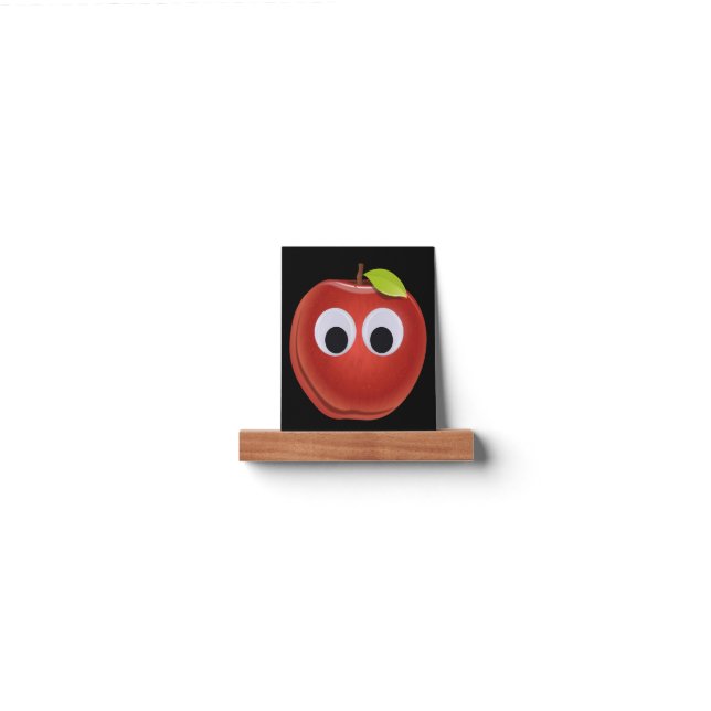 Funny Red Apple with Googly Eyes  Picture Ledge (No Background)