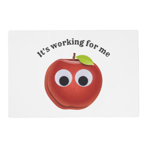 Funny Red Apple with Googly Eyes Placemat