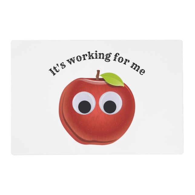 Funny Red Apple with Googly Eyes Placemat (Front)