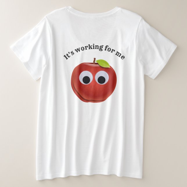 Funny Red Apple with Googly Eyes  Plus Size T-Shirt (Design Back)