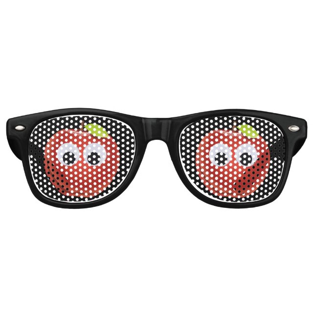 Funny Red Apple with Googly Eyes Retro Sunglasses (Front)