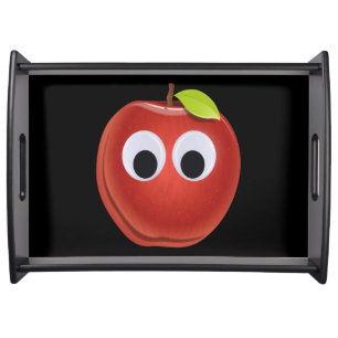 Funny Red Apple with Googly Eyes  Serving Tray